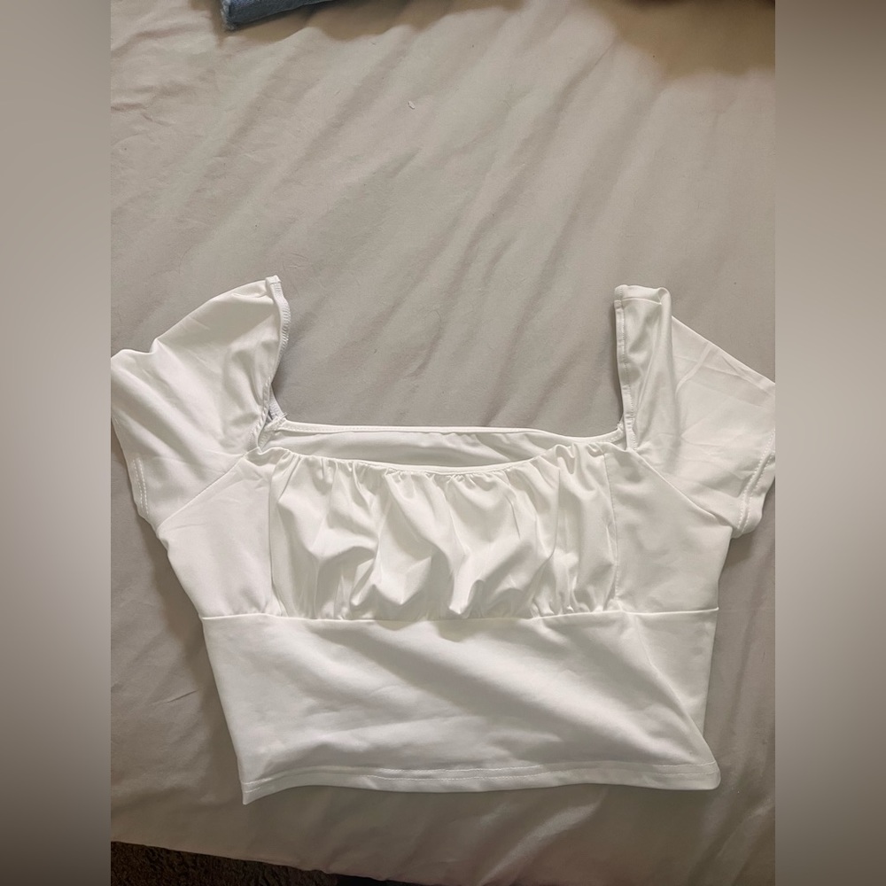 White ruffle top